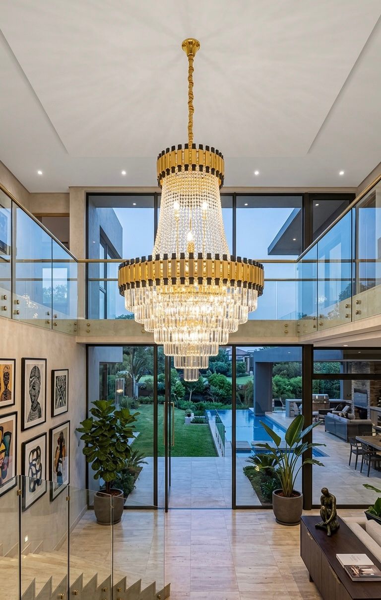 Gold crystal chandelier 6 tier drop