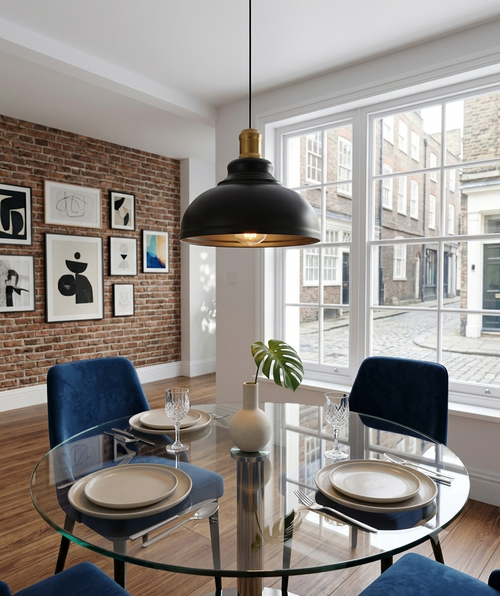Industrial Black & Gold Dome Pendant Ceiling Light
