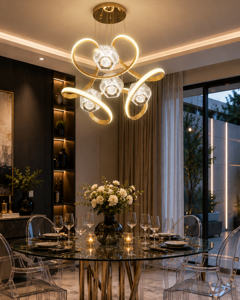 Luxury Modern Gold LED Crystal Chandelier