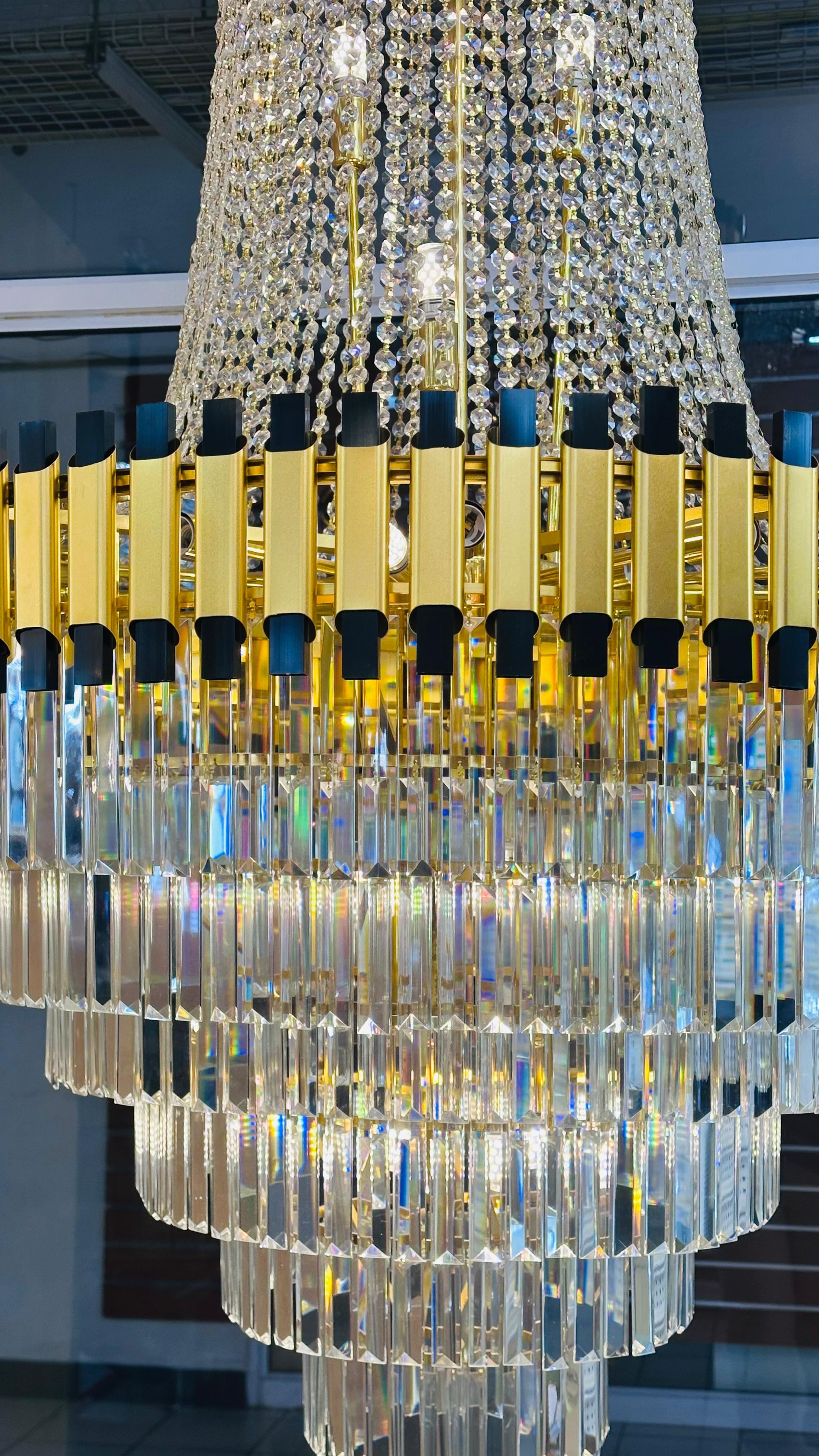 Gold crystal chandelier 6 tier drop