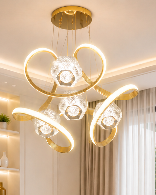 Luxury Modern Gold LED Crystal Chandelier