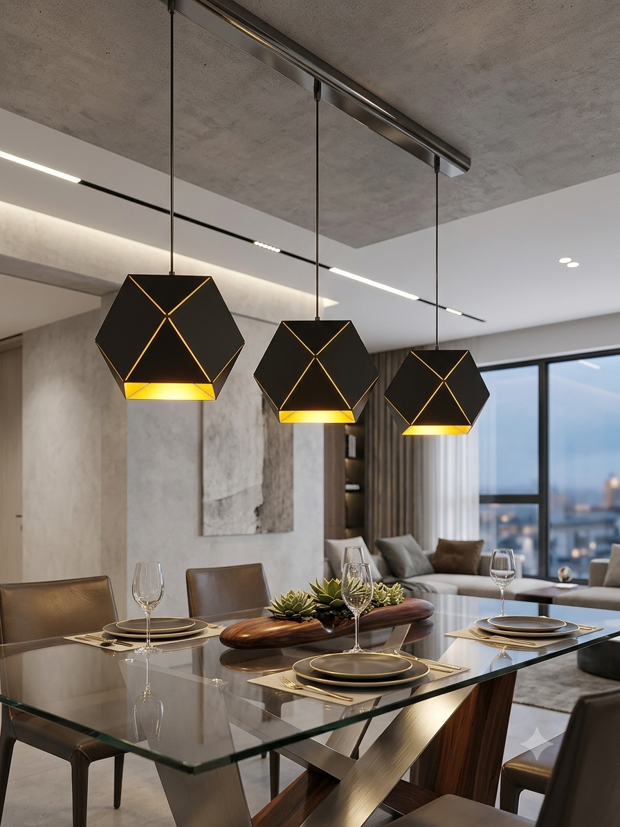 Galaxy Hexagonal Ceiling Light – Black & Gold